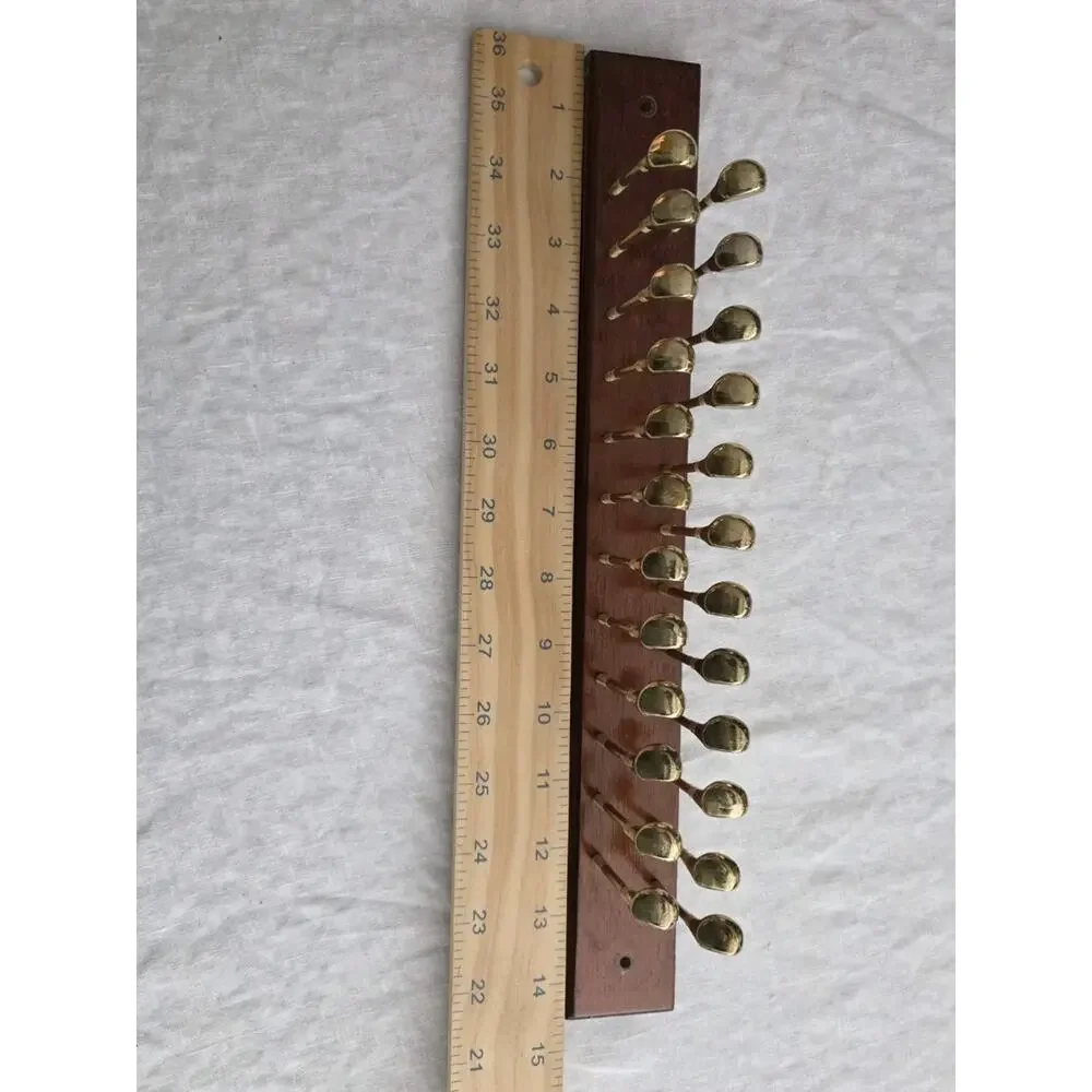 Vintage Brass Golf Club Peg Hanger Wood Tie Rack Wall Mount Scarf Belt